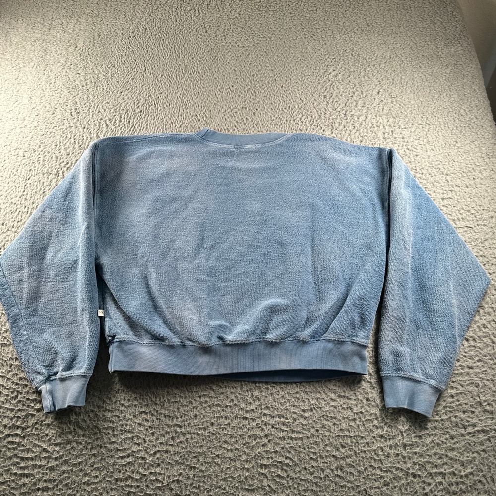 Madhappy Sweatshirt Womens M Blue‎ Terry Crewneck Pullover Cropped Boxy Washed - Picture 5 of 8